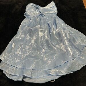 Elegant Blue Strapless Dress